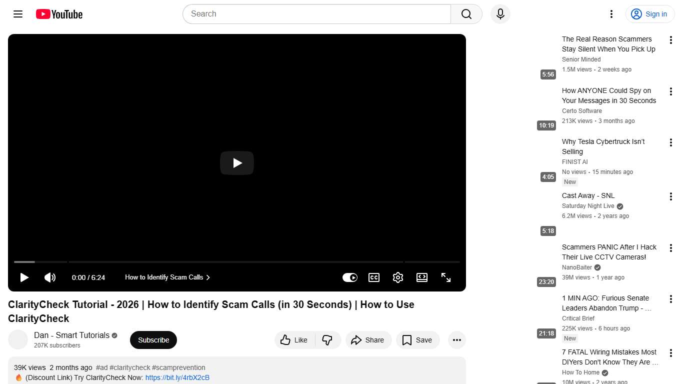 ClarityCheck Tutorial - 2026 How to Identify Scam Calls (in 30 Seconds) How to Use ClarityCheck - YouTube